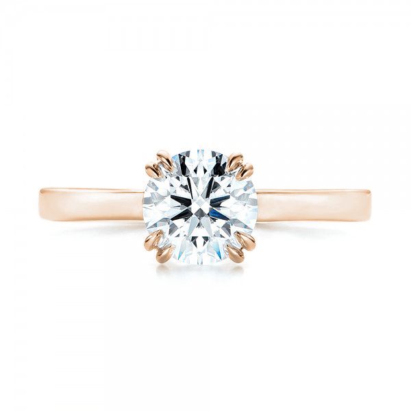 18k Rose Gold 18k Rose Gold Custom Diamond Engagement Ring - Top View -  103057