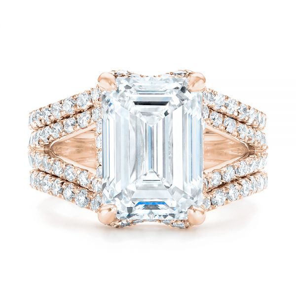 18k Rose Gold 18k Rose Gold Custom Diamond Engagement Ring - Top View -  103138