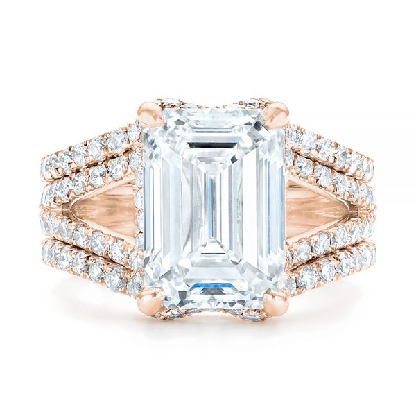 18k Rose Gold 18k Rose Gold Custom Diamond Engagement Ring - Top View - 103138