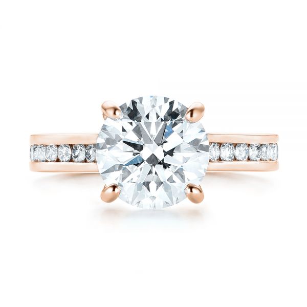 18k Rose Gold 18k Rose Gold Custom Diamond Engagement Ring - Top View -  103150