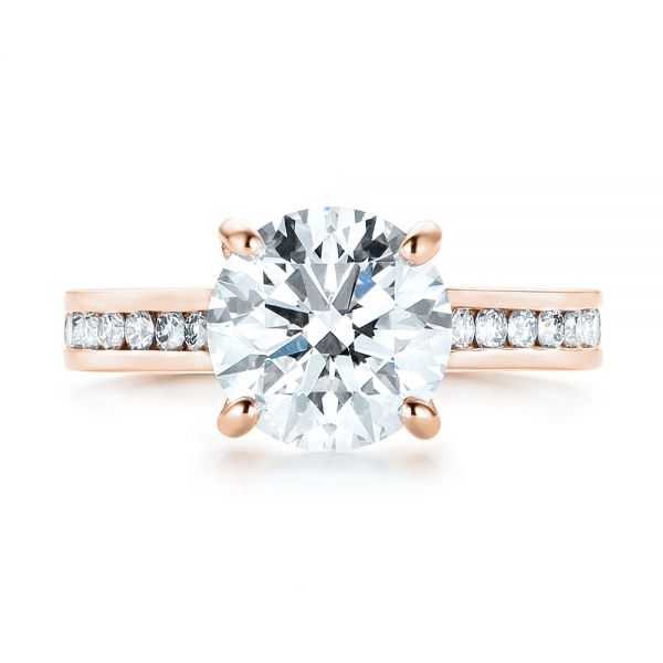 14k Rose Gold 14k Rose Gold Custom Diamond Engagement Ring - Top View - 103150