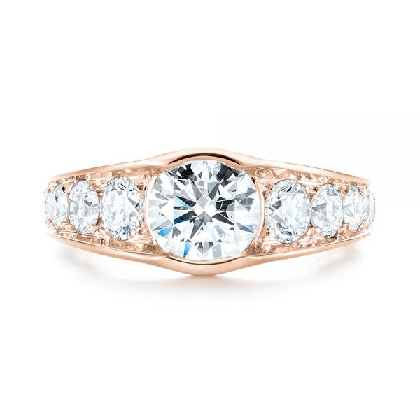 14k Rose Gold 14k Rose Gold Custom Diamond Engagement Ring - Top View -  103165
