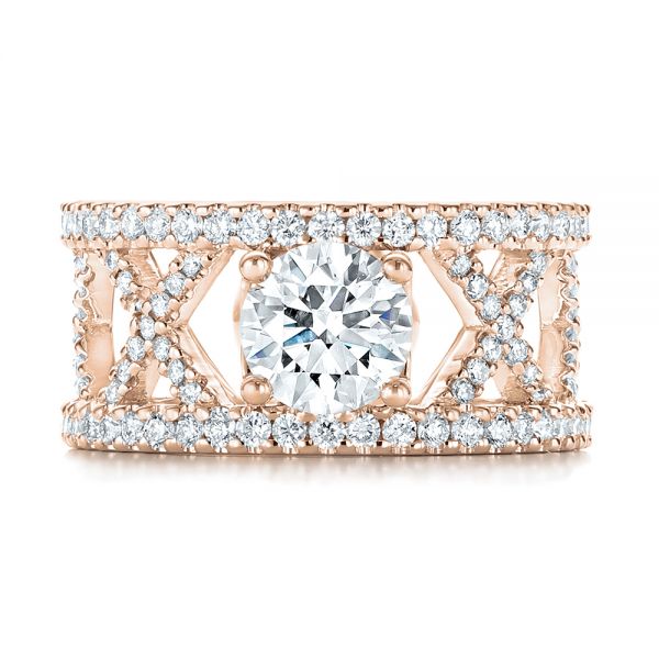 14k Rose Gold 14k Rose Gold Custom Diamond Engagement Ring - Top View -  103215