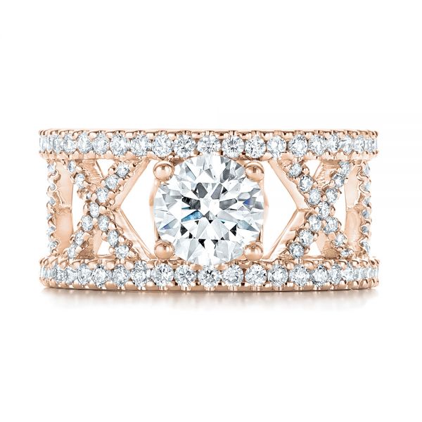 14k Rose Gold 14k Rose Gold Custom Diamond Engagement Ring - Top View - 103215