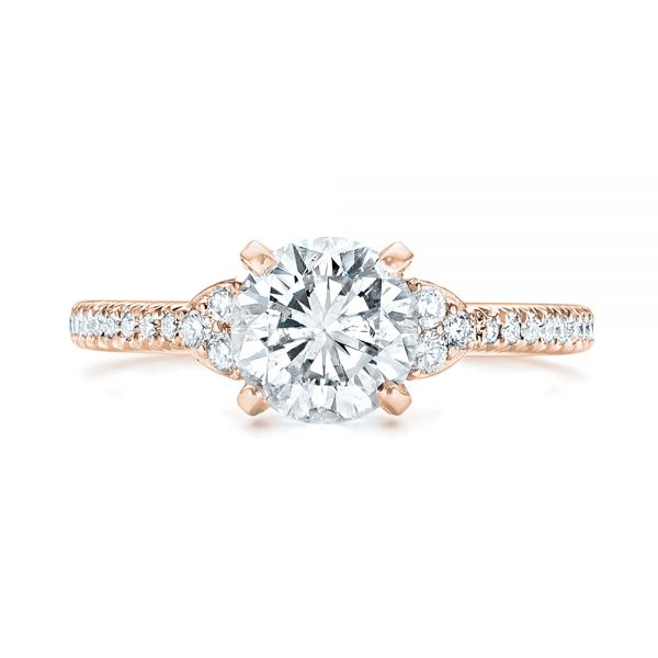 14k Rose Gold 14k Rose Gold Custom Diamond Engagement Ring - Top View -  103219
