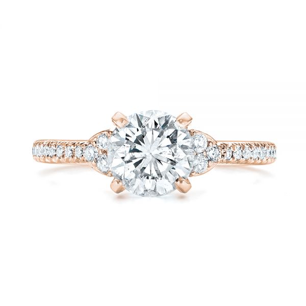 14k Rose Gold 14k Rose Gold Custom Diamond Engagement Ring - Top View - 103219