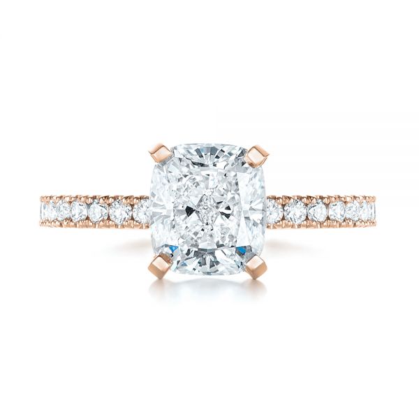 18k Rose Gold 18k Rose Gold Custom Diamond Engagement Ring - Top View -  103222