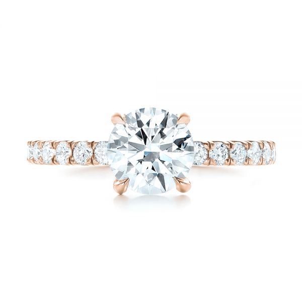 18k Rose Gold 18k Rose Gold Custom Diamond Engagement Ring - Top View -  103235