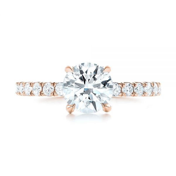 14k Rose Gold 14k Rose Gold Custom Diamond Engagement Ring - Top View - 103235