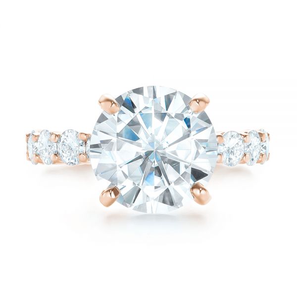 18k Rose Gold 18k Rose Gold Custom Diamond Engagement Ring - Top View -  103336