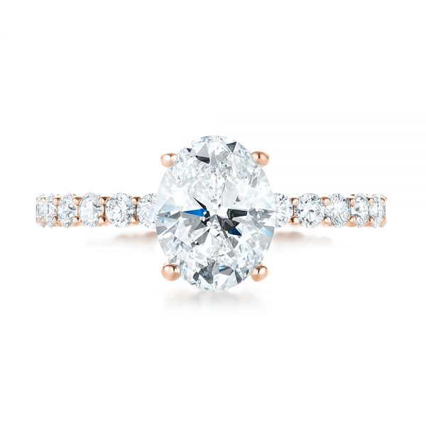 14k Rose Gold 14k Rose Gold Custom Diamond Engagement Ring - Top View -  103355