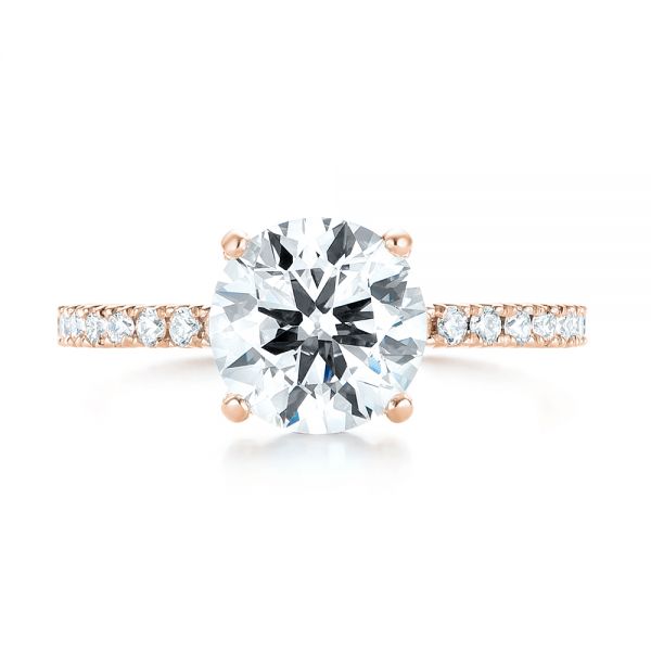 14k Rose Gold 14k Rose Gold Custom Diamond Engagement Ring - Top View -  103369