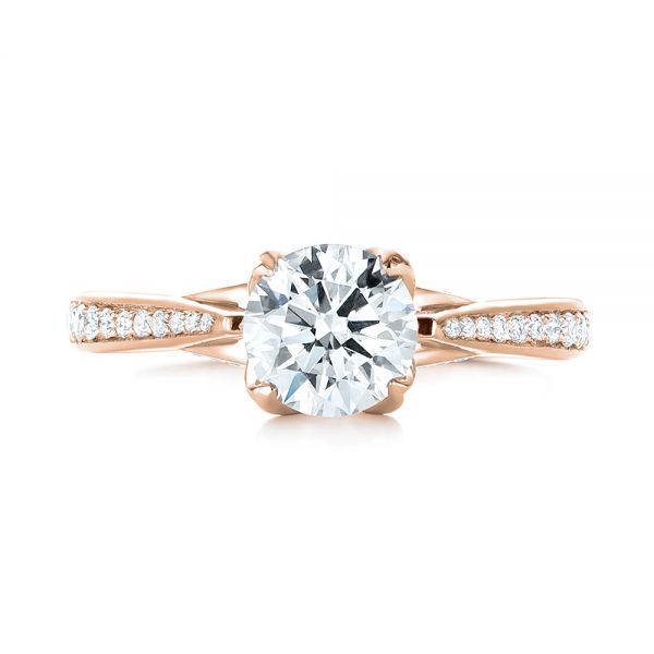 18k Rose Gold 18k Rose Gold Custom Diamond Engagement Ring - Top View - 103464