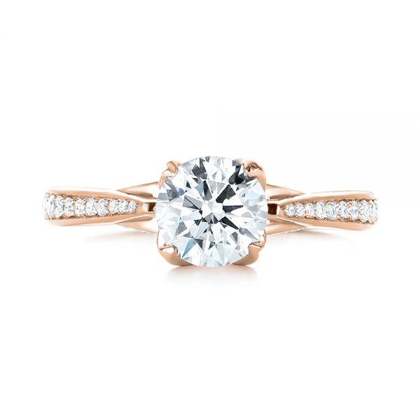 18k Rose Gold 18k Rose Gold Custom Diamond Engagement Ring - Top View -  103464