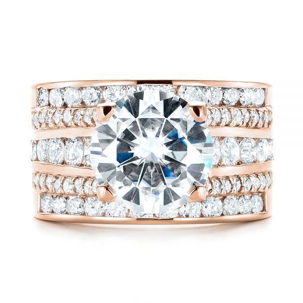 18k Rose Gold 18k Rose Gold Custom Diamond Engagement Ring - Top View -  103487