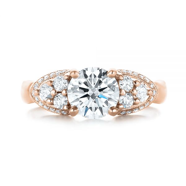 14k Rose Gold 14k Rose Gold Custom Diamond Engagement Ring - Top View - 103519
