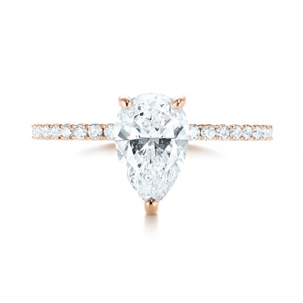 18k Rose Gold 18k Rose Gold Custom Diamond Engagement Ring - Top View -  103604