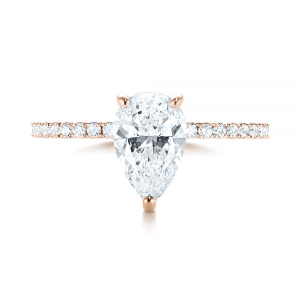 18k Rose Gold 18k Rose Gold Custom Diamond Engagement Ring - Top View - 103604