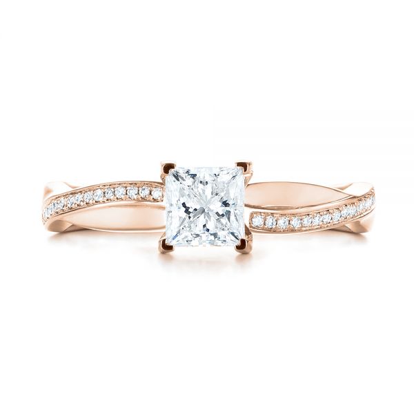 14k Rose Gold 14k Rose Gold Custom Diamond Engagement Ring - Top View - 103637