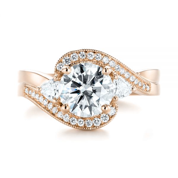 18k Rose Gold 18k Rose Gold Custom Diamond Engagement Ring - Top View -  104262