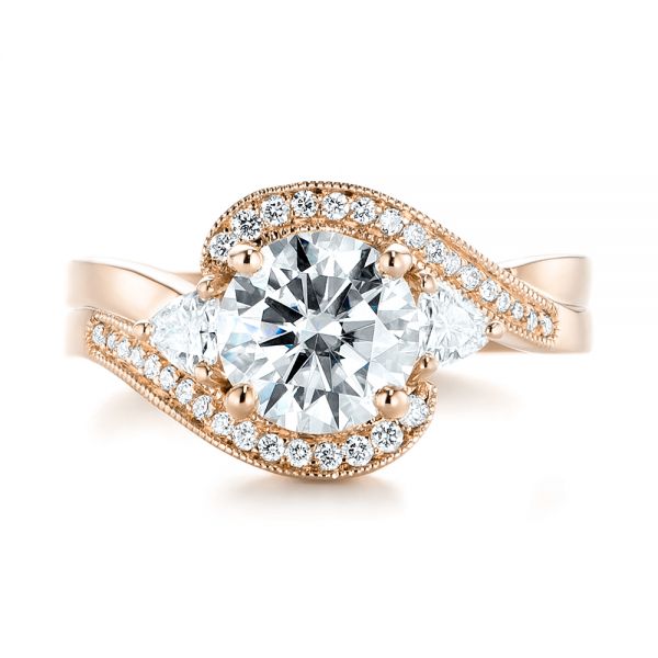14k Rose Gold 14k Rose Gold Custom Diamond Engagement Ring - Top View - 104262