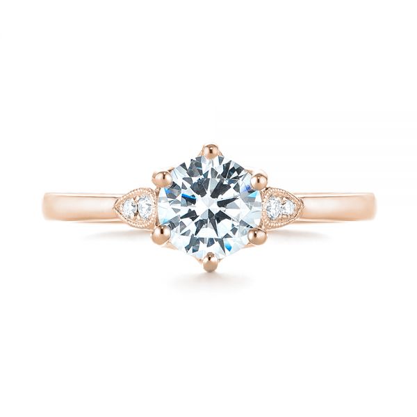 14k Rose Gold 14k Rose Gold Custom Diamond Engagement Ring - Top View -  104329