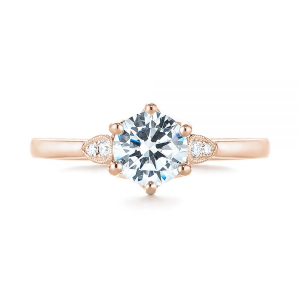 14k Rose Gold 14k Rose Gold Custom Diamond Engagement Ring - Top View - 104329
