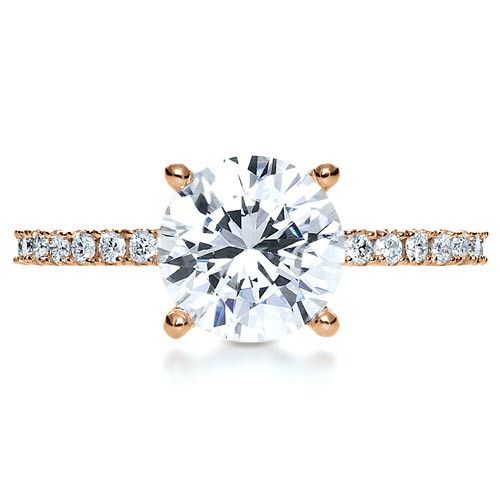 18k Rose Gold 18k Rose Gold Custom Diamond Engagement Ring - Top View -  1104