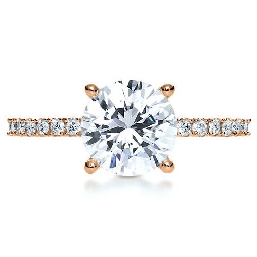 14k Rose Gold 14k Rose Gold Custom Diamond Engagement Ring - Top View - 1104