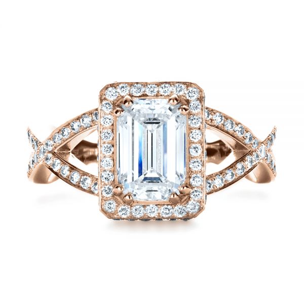 14k Rose Gold 14k Rose Gold Custom Diamond Engagement Ring - Top View - 1159