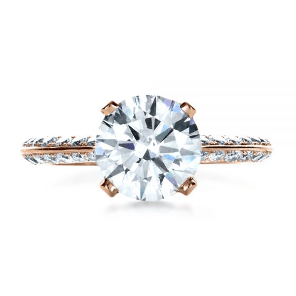 18k Rose Gold 18k Rose Gold Custom Diamond Engagement Ring - Top View -  1164