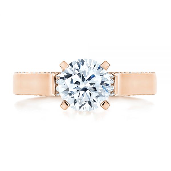 18k Rose Gold 18k Rose Gold Custom Diamond Engagement Ring - Top View -  1259
