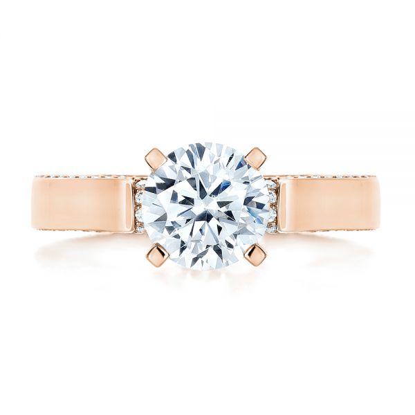 18k Rose Gold 18k Rose Gold Custom Diamond Engagement Ring - Top View - 1259
