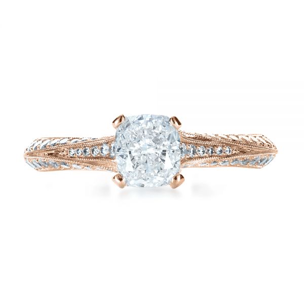 14k Rose Gold 14k Rose Gold Custom Diamond Engagement Ring - Top View -  1268