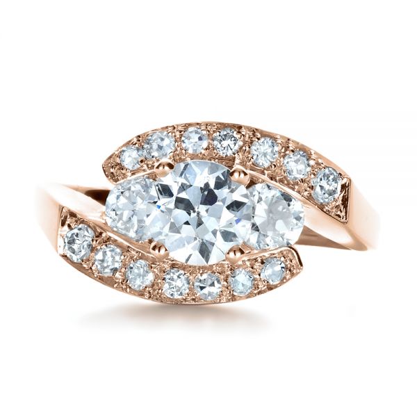 14k Rose Gold 14k Rose Gold Custom Diamond Engagement Ring - Top View -  1302