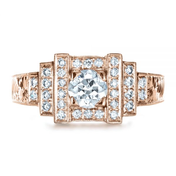 18k Rose Gold 18k Rose Gold Custom Diamond Engagement Ring - Top View -  1346
