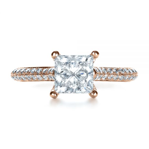 18k Rose Gold 18k Rose Gold Custom Diamond Engagement Ring - Top View - 1402