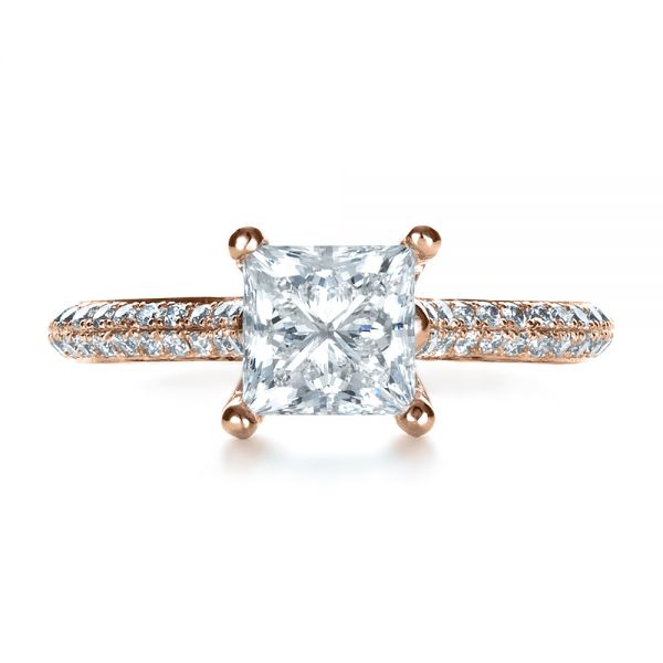 18k Rose Gold 18k Rose Gold Custom Diamond Engagement Ring - Top View -  1402