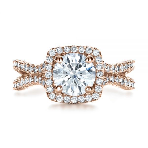 14k Rose Gold 14k Rose Gold Custom Diamond Engagement Ring - Top View -  1407