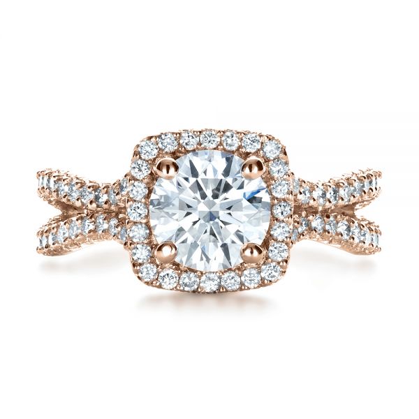 14k Rose Gold 14k Rose Gold Custom Diamond Engagement Ring - Top View - 1407