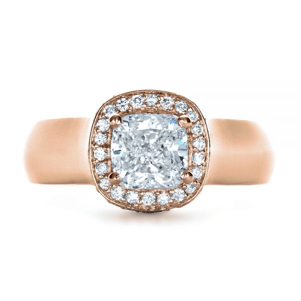 14k Rose Gold 14k Rose Gold Custom Diamond Engagement Ring - Top View -  1408