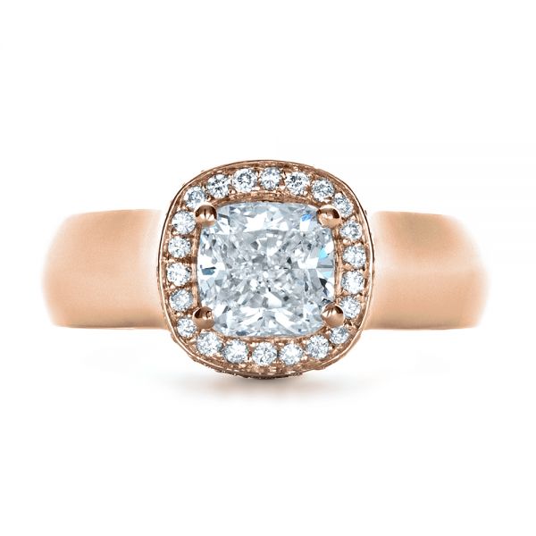 14k Rose Gold 14k Rose Gold Custom Diamond Engagement Ring - Top View - 1408