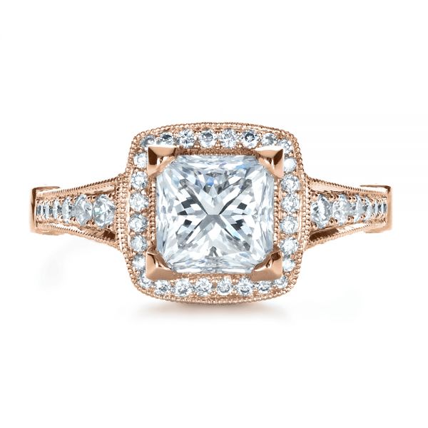 18k Rose Gold 18k Rose Gold Custom Diamond Engagement Ring - Top View -  1416