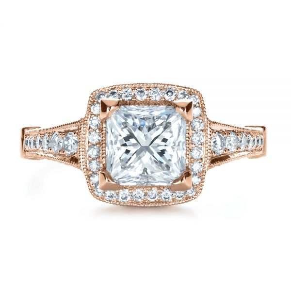 14k Rose Gold 14k Rose Gold Custom Diamond Engagement Ring - Top View - 1416