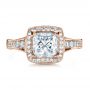 18k Rose Gold 18k Rose Gold Custom Diamond Engagement Ring - Top View -  1416 - Thumbnail