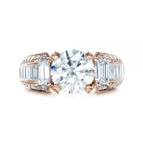 18k Rose Gold 18k Rose Gold Custom Diamond Engagement Ring - Top View -  1434