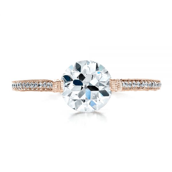 14k Rose Gold 14k Rose Gold Custom Diamond Engagement Ring - Top View -  1443