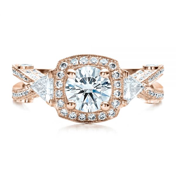 14k Rose Gold 14k Rose Gold Custom Diamond Engagement Ring - Top View -  1451