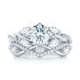 18k White Gold 18k White Gold Custom Diamond Engagement Ring - Three-Quarter View -  103418 - Thumbnail