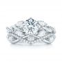 14k White Gold Custom Diamond Engagement Ring - Three-Quarter View -  103418 - Thumbnail
